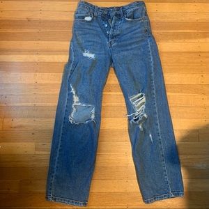 Wide leg, high waisted jeans